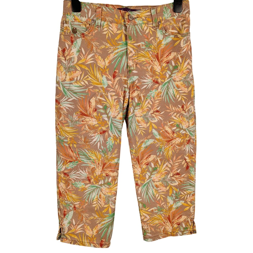 Gloria Vanderbilt Womens SZ 6 Amanda Capri Pants Multicolor Tropical Gorpcore